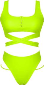 img 1 attached to Mulisky Waisted Swimsuit Strappy Beachwear Women's Clothing : Swimsuits & Cover Ups