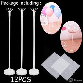 img 3 attached to 12-Piece Balloon Stick Stand Set - Balloon Holder Cup with Pole and Flower Stand Base - Table Desktop Centerpiece Decorations for Wedding, Birthday, Baby Shower & Any Party - Balloon Accessories