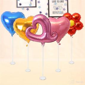 img 1 attached to 12-Piece Balloon Stick Stand Set - Balloon Holder Cup with Pole and Flower Stand Base - Table Desktop Centerpiece Decorations for Wedding, Birthday, Baby Shower & Any Party - Balloon Accessories