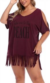 img 1 attached to Women Plus Size V Neck Letters Print Swimwear T-Shirt Bikini Beach Cover Up
