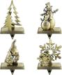 add festive charm to your christmas decor with mceast 4-pc stocking holder set - bronze metal hooks featuring snowman, christmas tree, snowflake & swedish gnome design logo