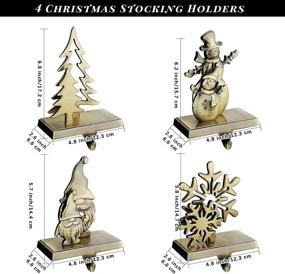 img 3 attached to Add Festive Charm To Your Christmas Decor With MCEAST 4-Pc Stocking Holder Set - Bronze Metal Hooks Featuring Snowman, Christmas Tree, Snowflake & Swedish Gnome Design