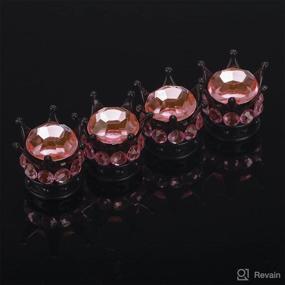 img 2 attached to OTOSTAR Pure Handmade Bling Bling Rhinestones Tire Valve Stem Caps 4 Pack (Black/Pink)