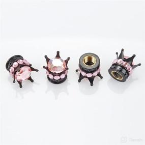 img 3 attached to OTOSTAR Pure Handmade Bling Bling Rhinestones Tire Valve Stem Caps 4 Pack (Black/Pink)