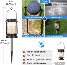 img 1 attached to Solar Hanging Mason Jar Lights With Stakes (4-Pack) - Outdoor Waterproof Decorative Solar Lantern Lamp, Vintage Glass Jar Starry Fairy Light With 30 LEDs For Patio Garden Tree Yard