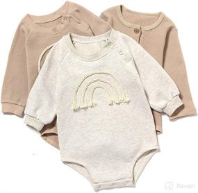 img 2 attached to 👶 Adorable Baby Girl Boy Crewneck Sweatshirt Romper: Cozy Long Sleeve Rainbow Pullover Sweater Top for Warm Fall Winter Style