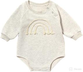 img 4 attached to 👶 Adorable Baby Girl Boy Crewneck Sweatshirt Romper: Cozy Long Sleeve Rainbow Pullover Sweater Top for Warm Fall Winter Style