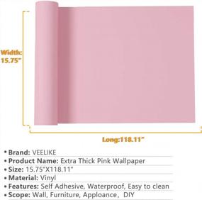 img 3 attached to Pink Wallpaper Peel And Stick Self Adhesive 15.7''X118'' Waterproof Decorative Vinyl Film Roll For Walls Cabinet Dresser Shelf Drawers Liners Bedroom Children'S Room