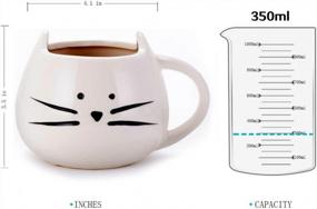 img 3 attached to 12 Oz Cat Face Mug And Spoon Set - White Kitty Coffee Cup Gift For Crazy Cat Lady