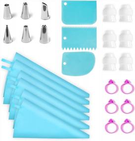 img 4 attached to 25 Pcs Reusable Piping Bags & Tips Set - Strong Silicone Icing Bag Kit With 6 Pastry Bags, 12/14/16 Inch, 6 Couplers, Frosting Tips & Cake Scraper