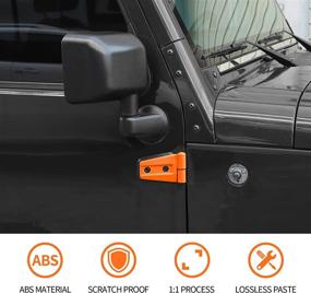 img 2 attached to 🚙 Enhance and Protect Your Jeep: RT-TCZ Door Hinge Covers Protector Trim Cover Kit - Compatible with Jeep Wrangler Unlimited Rubicon Sahara Sports Accessories 2007-2018 JK JKU 8pcs Orange