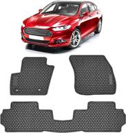 teddytt heavy duty rubber floor mats - custom fit for ford fusion 2013-2020 - 🐻 all weather protection - front & rear - waterproof & odorless - 3d high edge - anti-smudge logo