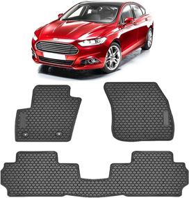 img 4 attached to TeddyTT Heavy Duty Rubber Floor Mats - Custom Fit for Ford Fusion 2013-2020 - 🐻 All Weather Protection - Front & Rear - Waterproof & Odorless - 3D High Edge - Anti-Smudge