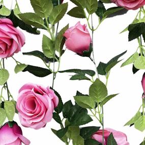 img 2 attached to UKELER Темно-розовые шелковые лозы роз для потрясающей свадебной арки и домашнего декора - 2 упаковки искусственных цветочных гирлянд