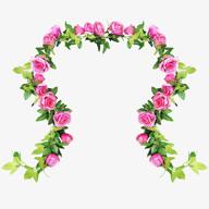 ukeler dark pink silk rose vines for stunning wedding arch and home decor - 2 pack artificial flower garlands logo
