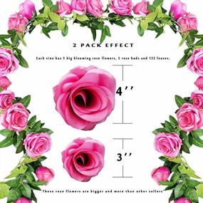 img 3 attached to UKELER Темно-розовые шелковые лозы роз для потрясающей свадебной арки и домашнего декора - 2 упаковки искусственных цветочных гирлянд