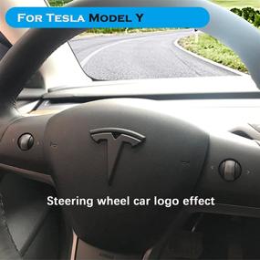 img 2 attached to 🔥 Matt Black YHCDSEA Model Y Steering Wheel/Front Trunk/Rear Trunk Logo Sticker Cover Emblem Badge Decals 3PCS/Set for Tesla Model Y Accessories