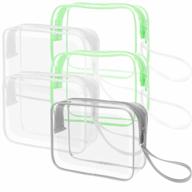 packism clear makeup bags, 5 pack tsa approved toiletry bag with handle, travel clear toiletry bag, quart size bag clear cosmetic bag, green white grey logo