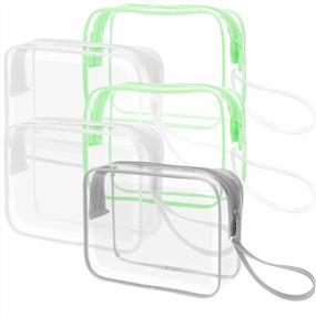 img 4 attached to PACKISM Clear Makeup Bags, 5 Pack TSA Approved Toiletry Bag With Handle, Travel Clear Toiletry Bag, Quart Size Bag Clear Cosmetic Bag, Green White Grey