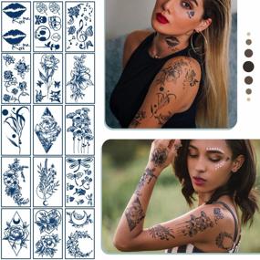 img 1 attached to Metuu Semi-Permanent Tattoo Stickers For Women And Men - 30 Sheets, Word Peony Panda Flower Pattern, Waterproof Temp Tattoos Last 1-2 Weeks (2.3 X 3.9 In)