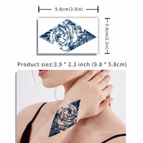 img 3 attached to Metuu Semi-Permanent Tattoo Stickers For Women And Men - 30 Sheets, Word Peony Panda Flower Pattern, Waterproof Temp Tattoos Last 1-2 Weeks (2.3 X 3.9 In)