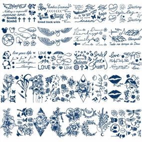 img 4 attached to Metuu Semi-Permanent Tattoo Stickers For Women And Men - 30 Sheets, Word Peony Panda Flower Pattern, Waterproof Temp Tattoos Last 1-2 Weeks (2.3 X 3.9 In)