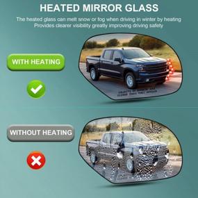 img 3 attached to Heated Mirror Glass Replacement For Chevy Silverado, Avalanche, Suburban, GMC Sierra, Yukon, And Cadillac Escalade - Passenger Side, Exterior Power Heated Signal Mirror With OEM Part Number 15886196