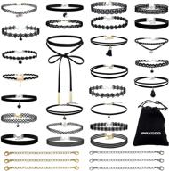 26 pcs black choker necklaces + 6 extender chains set for women girls - paxcoo 32 pcs logo