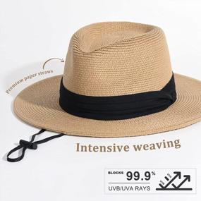 img 3 attached to Women'S & Men'S Wide Brim Straw Panama Hat Fedora - UPF Protection For Summer Beach Sun!