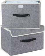 📦 mee&#39;life foldable storage bins with lids - 2 pack gray fabric storage boxes for clothes, toys, books, papers, and more - closet organizers and large shelves storage логотип