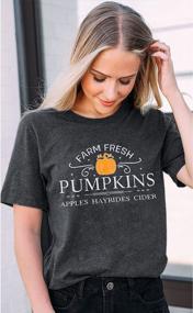 img 1 attached to Праздничная осенняя мода: женская рубашка Pumpkin Farm Fresh с эффектным графическим принтом