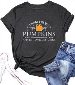 img 4 attached to Праздничная осенняя мода: женская рубашка Pumpkin Farm Fresh с эффектным графическим принтом