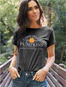 img 2 attached to Праздничная осенняя мода: женская рубашка Pumpkin Farm Fresh с эффектным графическим принтом