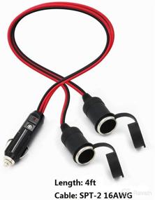 img 3 attached to 🔌 SPARKING Cigarette Lighter Splitter Adapter - Dual Port Extension Cord for Car, Male Plug to Female Socket Power Adapter