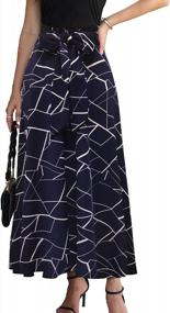 img 4 attached to Women'S High-Waisted Tie Knot Pleated A Line Maxi Skirt With Zip Back
