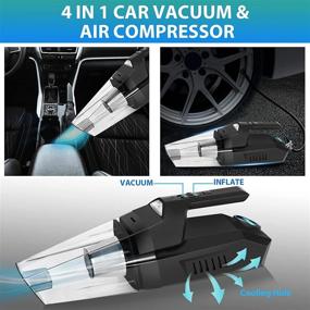 img 3 attached to 🚗 Carcome Car Vacuum Cleaner with Tire Inflator: 4-in-1 Portable Solution for a Power-Packed Clean with LCD Display, LED Light, and Digital Tire Pressure Gauge