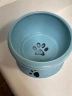 img 1 attached to Elevated Cat Water Bowl - Ceramic Raised Tilted Feeder Prevents Vomiting, Perfect For Small Dogs & Fat Faced Cats (White) review by Maribel Hernandez