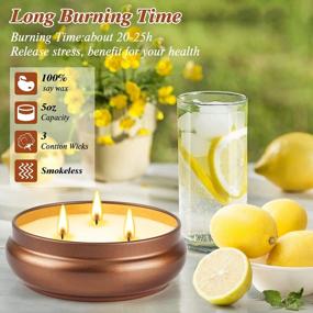 img 1 attached to 5Oz Tin Citronella Candles Outdoor, 4Pack Natural Soy Candle With 3 Wicks, 160H Burning For Indoor Use, Portable Travel Lemon Odor Candle Set - Gifts For Summer.