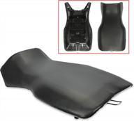 premium black leather seat cover replacement for 2005-2014 polaris sportsman 400/450/500/600/700/800 hawkeye 400, compatible with 2683433-070 and 2684882-070 logo