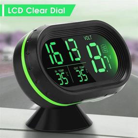 img 1 attached to Yosoo Green 12V Car LCD Digital Clock Thermometer Temperature Voltage Meter Monitor - Multi-Functional Product