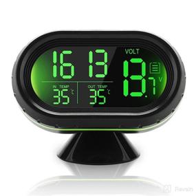 img 4 attached to Yosoo Green 12V Car LCD Digital Clock Thermometer Temperature Voltage Meter Monitor - Multi-Functional Product