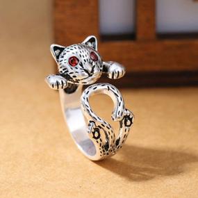 img 2 attached to Vintage Adjustable Animal Tail Ring With Mouth Opening For Women Girls Wedding Engagement Jewelry