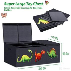 img 3 attached to 🦖 Dinosaur Pattern Toy Chest for Boys – Sturdy & Foldable Storage Bins, Large Containers for Playroom, Bedroom, Closet, Home – with Removable Divider