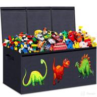 🦖 dinosaur pattern toy chest for boys – sturdy & foldable storage bins, large containers for playroom, bedroom, closet, home – with removable divider логотип