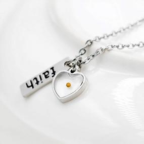 img 2 attached to Ожерелье с подвеской из семян горчицы из нержавеющей стали: христианский вдохновляющий подарок Y559