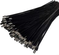 90 pack of 11.8 inch stainless steel cable zip ties - heavy duty, black plastic coated logo