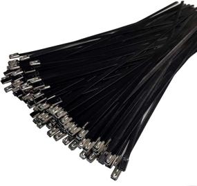 img 4 attached to 90 Pack of 11.8 Inch Stainless Steel Cable Zip Ties - Heavy Duty, Black Plastic Coated