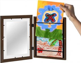 img 1 attached to Kids Artwork Picture Frame In Walnut - 10X12.5 Display Size - Fits 8.5X11 With Mat - Composite Wood & Shatterproof Glass - Horizontal & Vertical Formats - By Americanflat