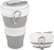 igreely collapsible silicone folding cup/mug with lids - portable & lightweight travel mug for camping hiking outdoors - gray logo