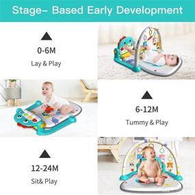 img 1 attached to 👶 Eners Baby Gym Play Mat with Musical Activity Piano - Kick & Play Baby Play Gym Mat for Tummy Time - Padded Mat for Newborns, Infants, and Toddlers (Blue)